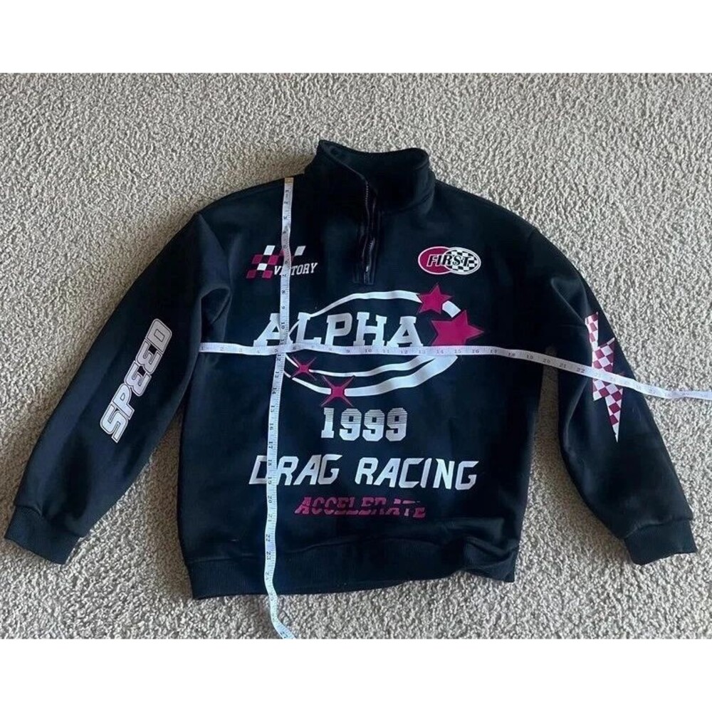 Women XS Racing Black Quarter Zip